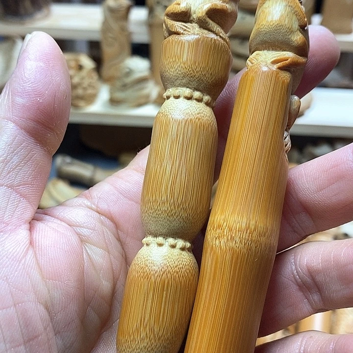 竹雕青蛙莲藕小青蛙