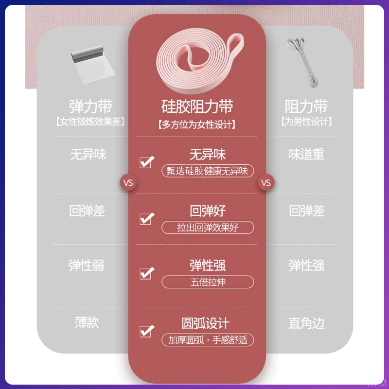 硅胶健身弹力带女瑜伽拉伸引体向上辅助力量家用拉力带士阻力训练