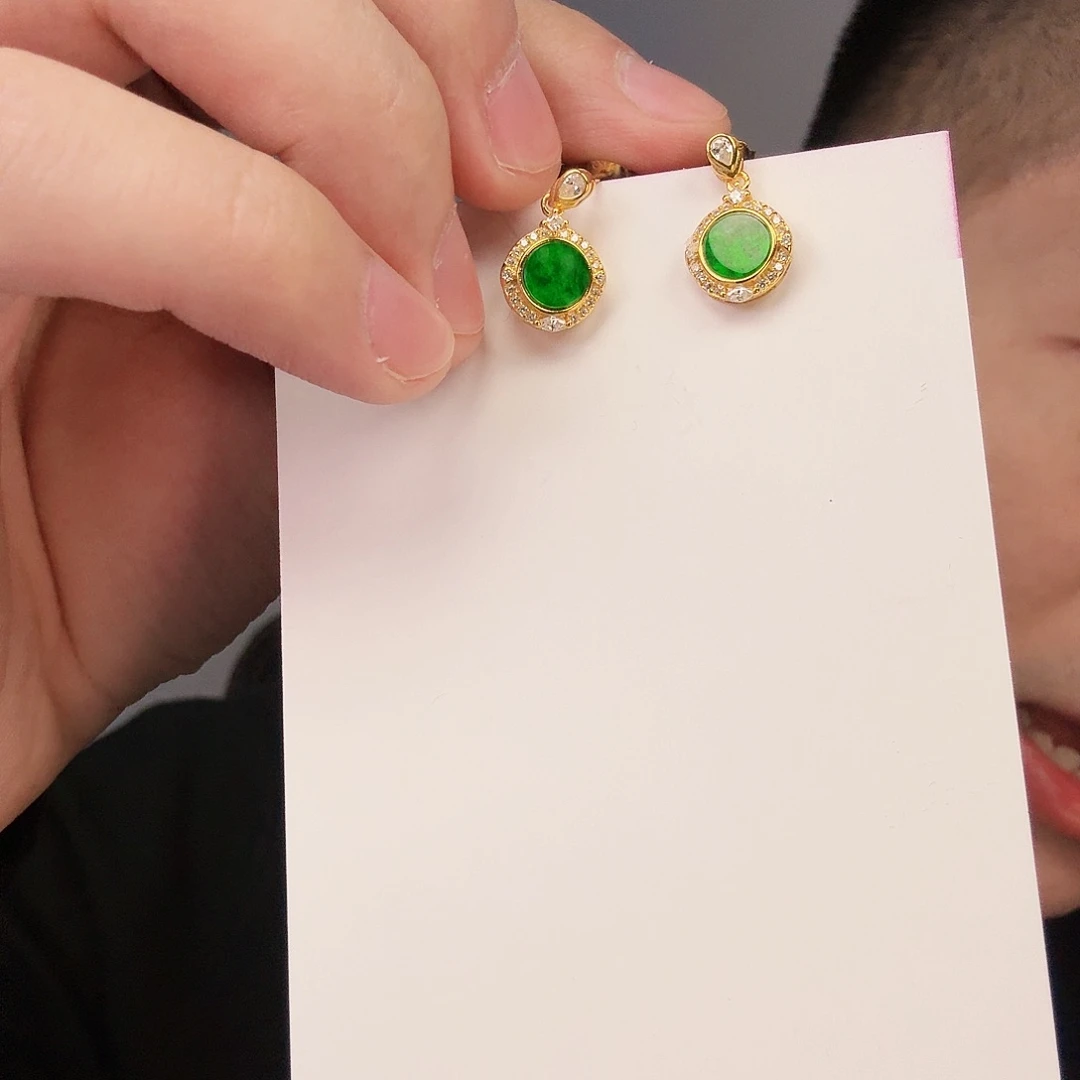 翡翠颈饰银S925镶嵌一对