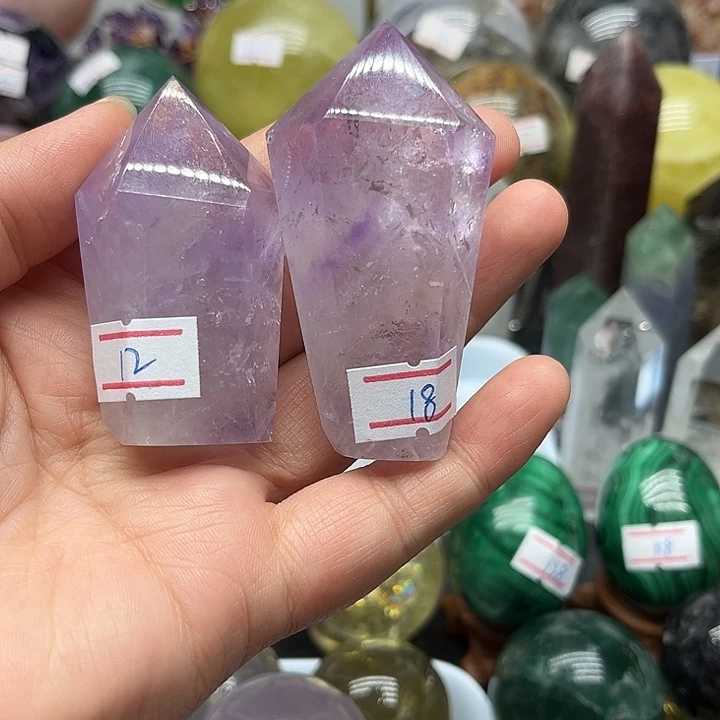 小***满水晶珠宝半成品未镶嵌149克紫水晶柱