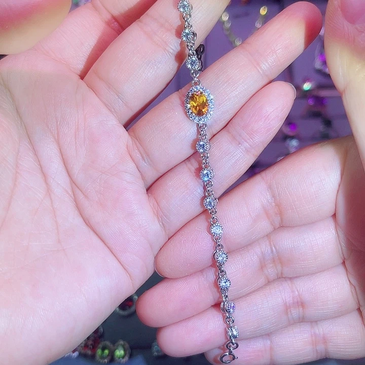 黄晶手链银S925镶嵌手链