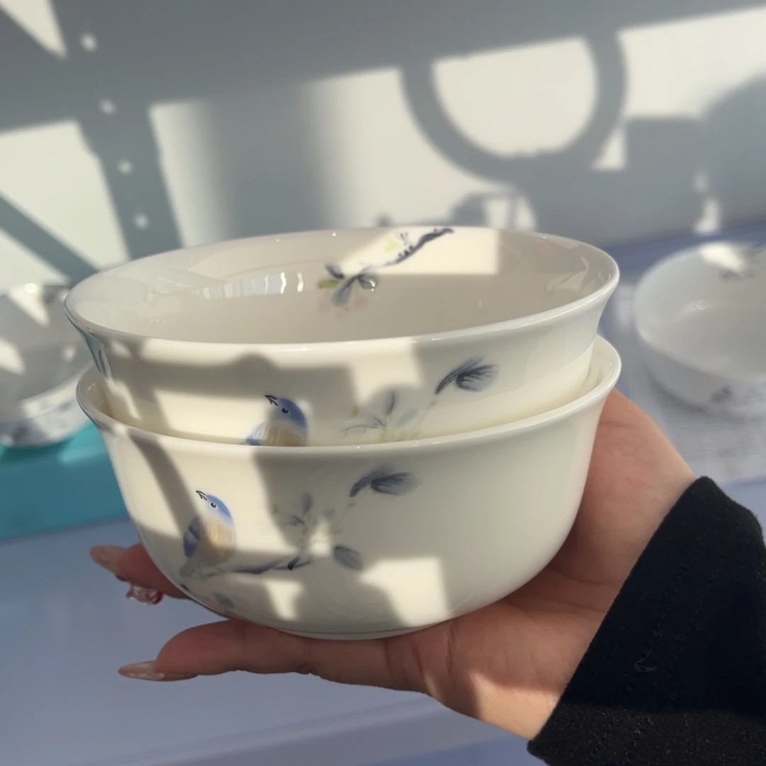 瓷片春风和雀5寸碗2只