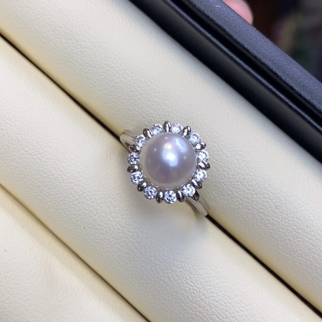 银S925镶嵌淡水珍珠戒指特价