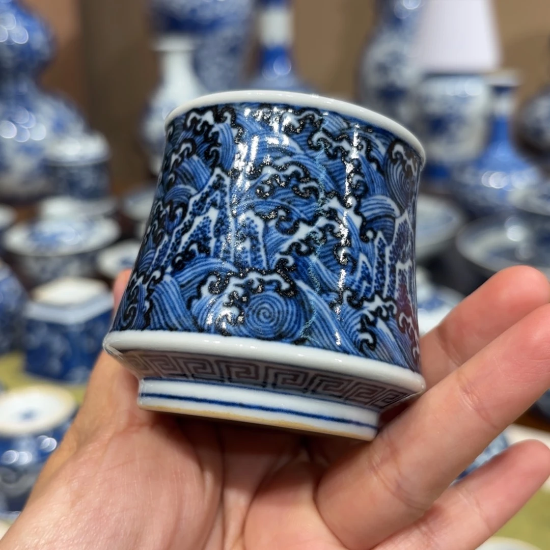 瓷清韵堂海水纹 回纹主人杯