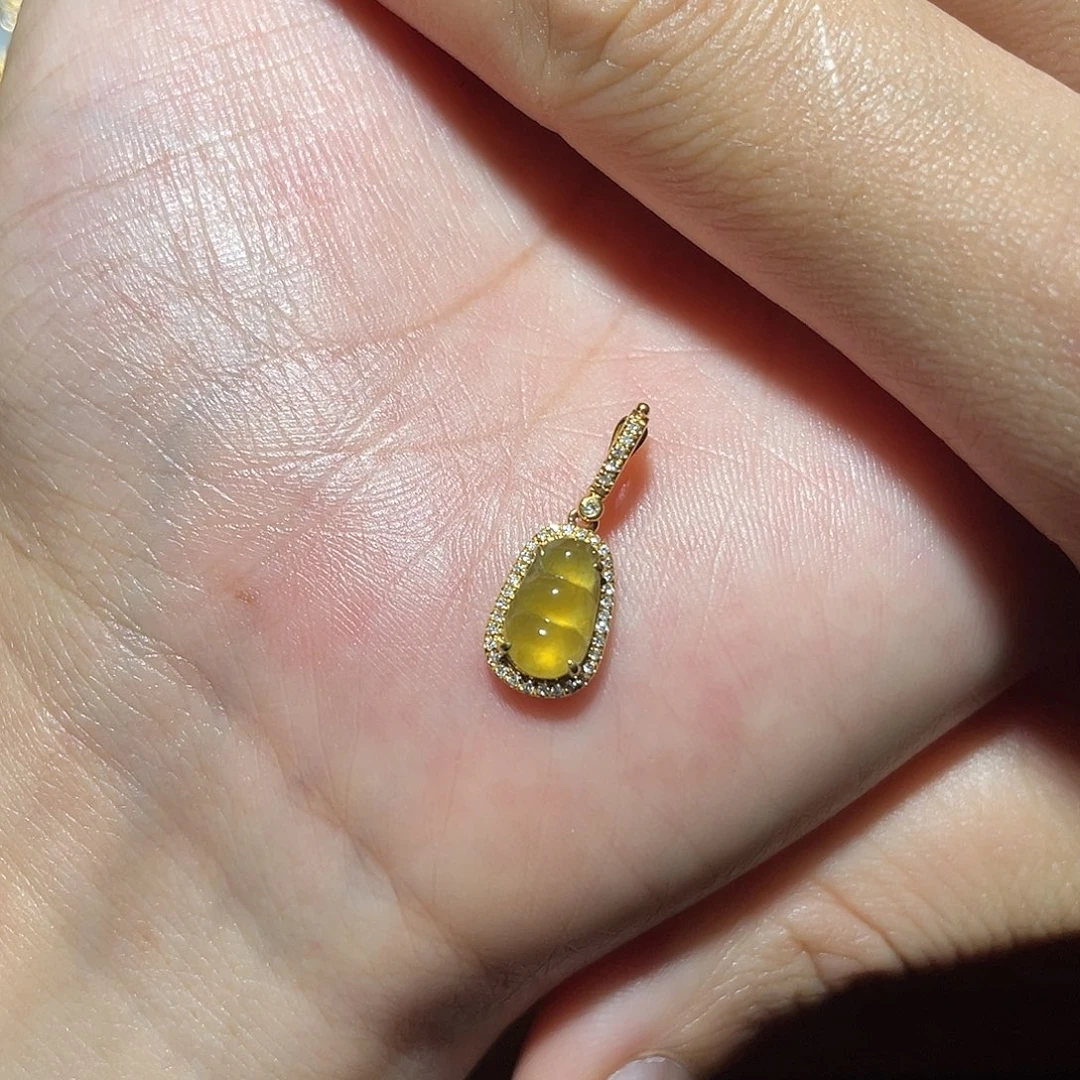没***️翡翠18K金镶嵌吊坠(不含链)