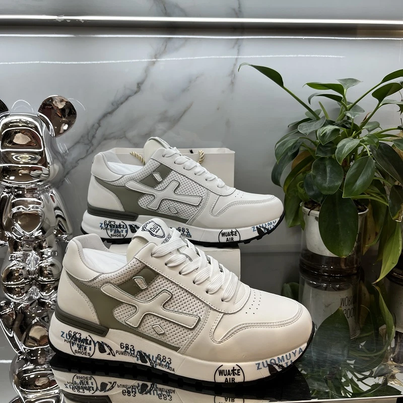 欧洲站2025夏季新款全牛皮材质拼接运动休闲鞋轻便透气鞋男木字鞋