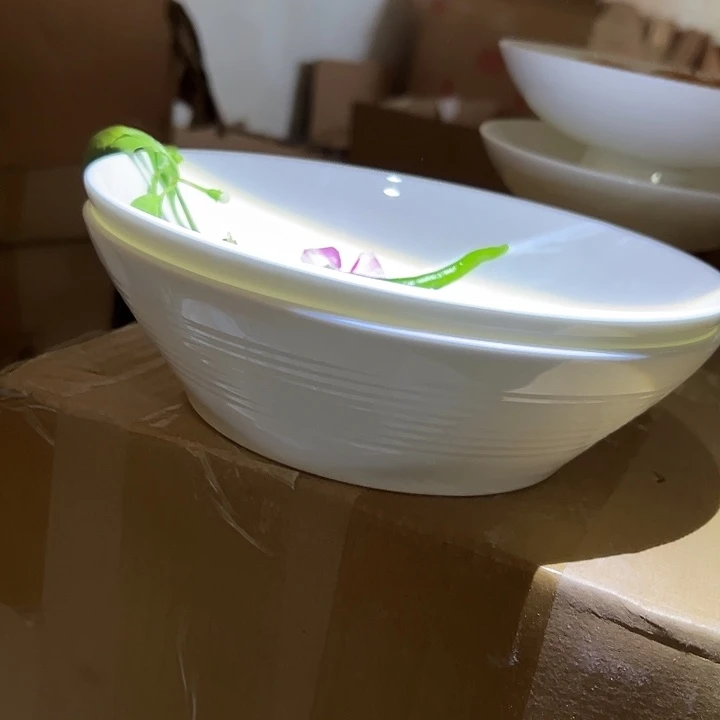 国营尾货骨瓷螺纹七寸盘一对口径19