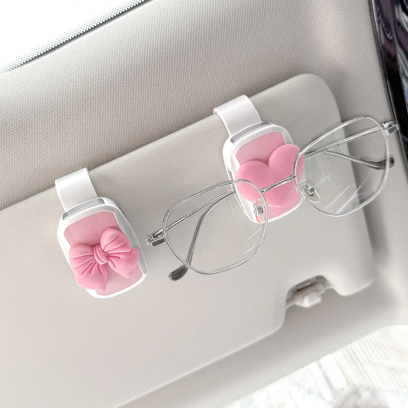 蝴蝶结车载多功能车用太阳镜架新款遮阳板收纳夹按压汽车眼镜夹