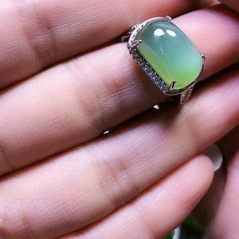 和田玉银S925镶嵌戒指