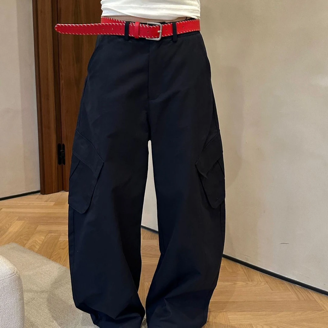 依客梵品正版2025秋季新款显瘦炸街酷飒工装阔腿裤休闲长裤女