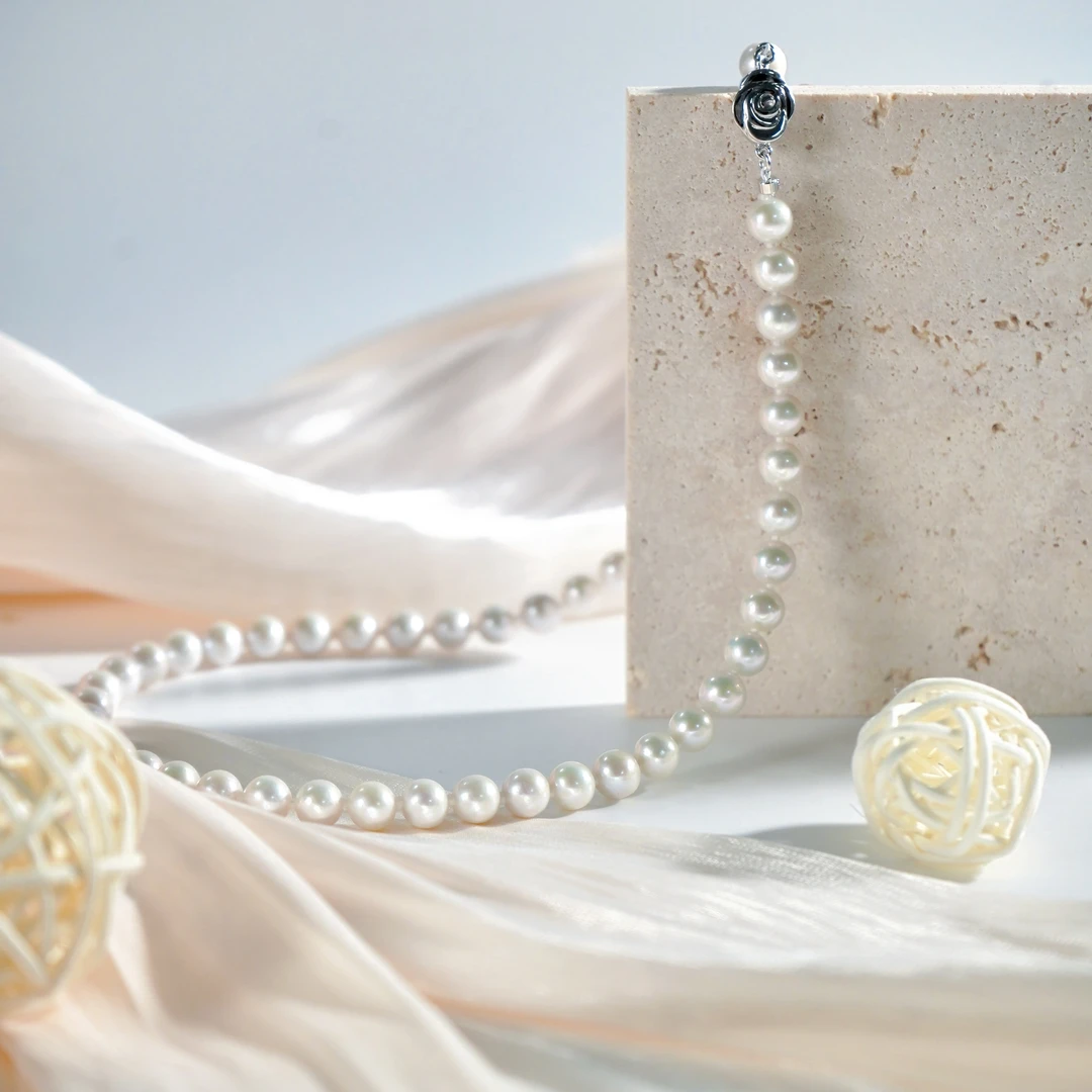 【luna专属】S925银极光天然珍珠项链7-7.5mm S1839