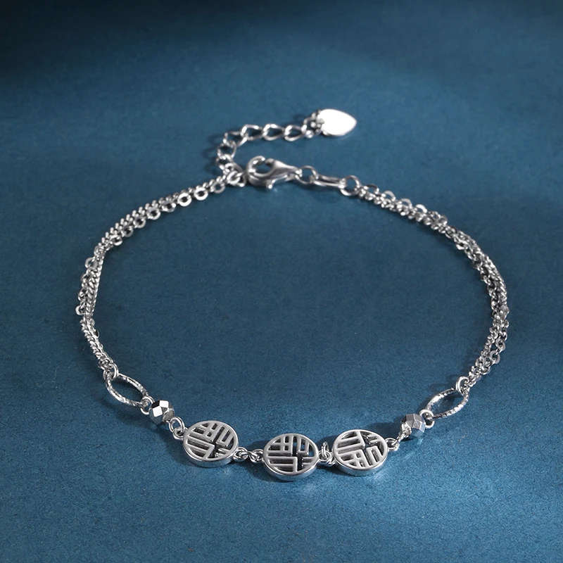 罗威曼铂金pt950龙虾扣三福手链(16.5+2.5cm)