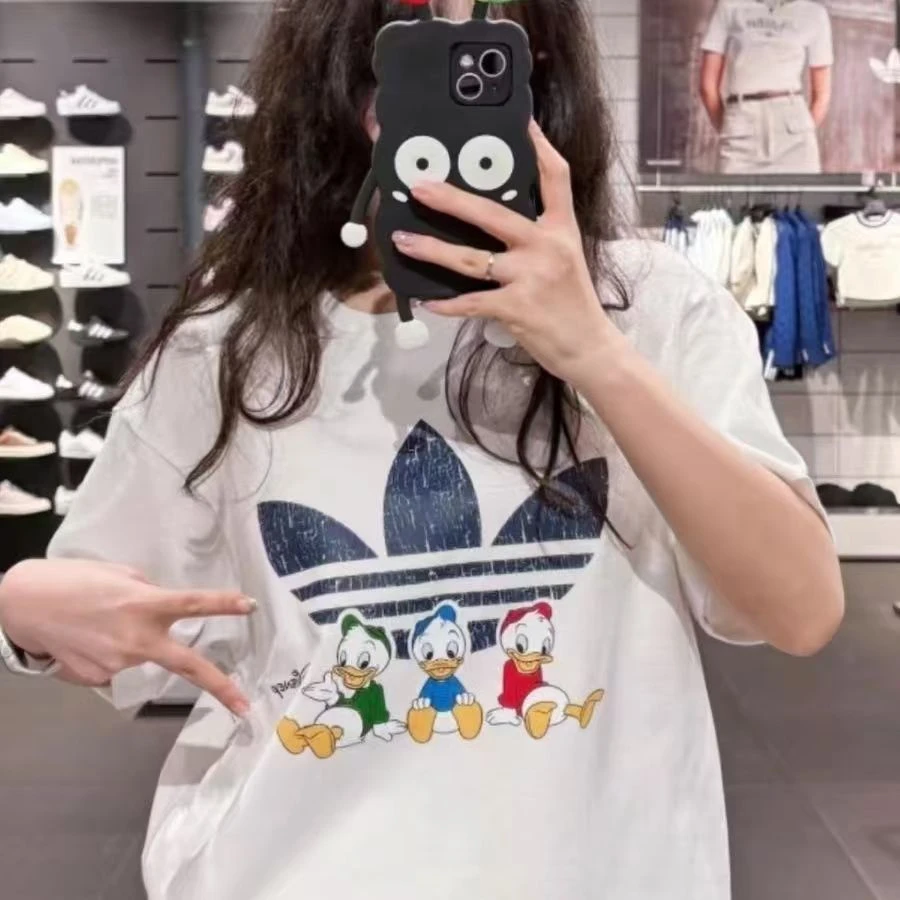 【六哥】潮流圆领T恤男女同款情侣装纯棉夏季T恤休闲宽松印花-108