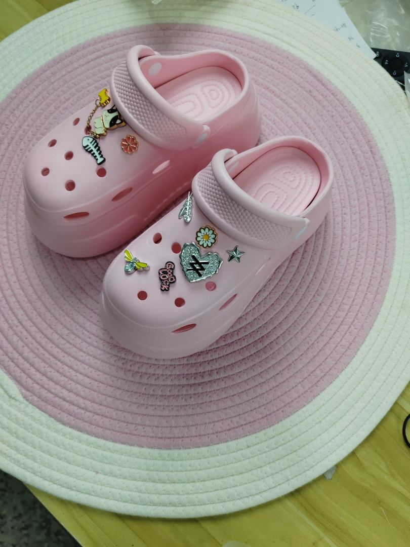 青少年包头女韩版舒适套筒洞洞鞋防滑厚底卡通外穿