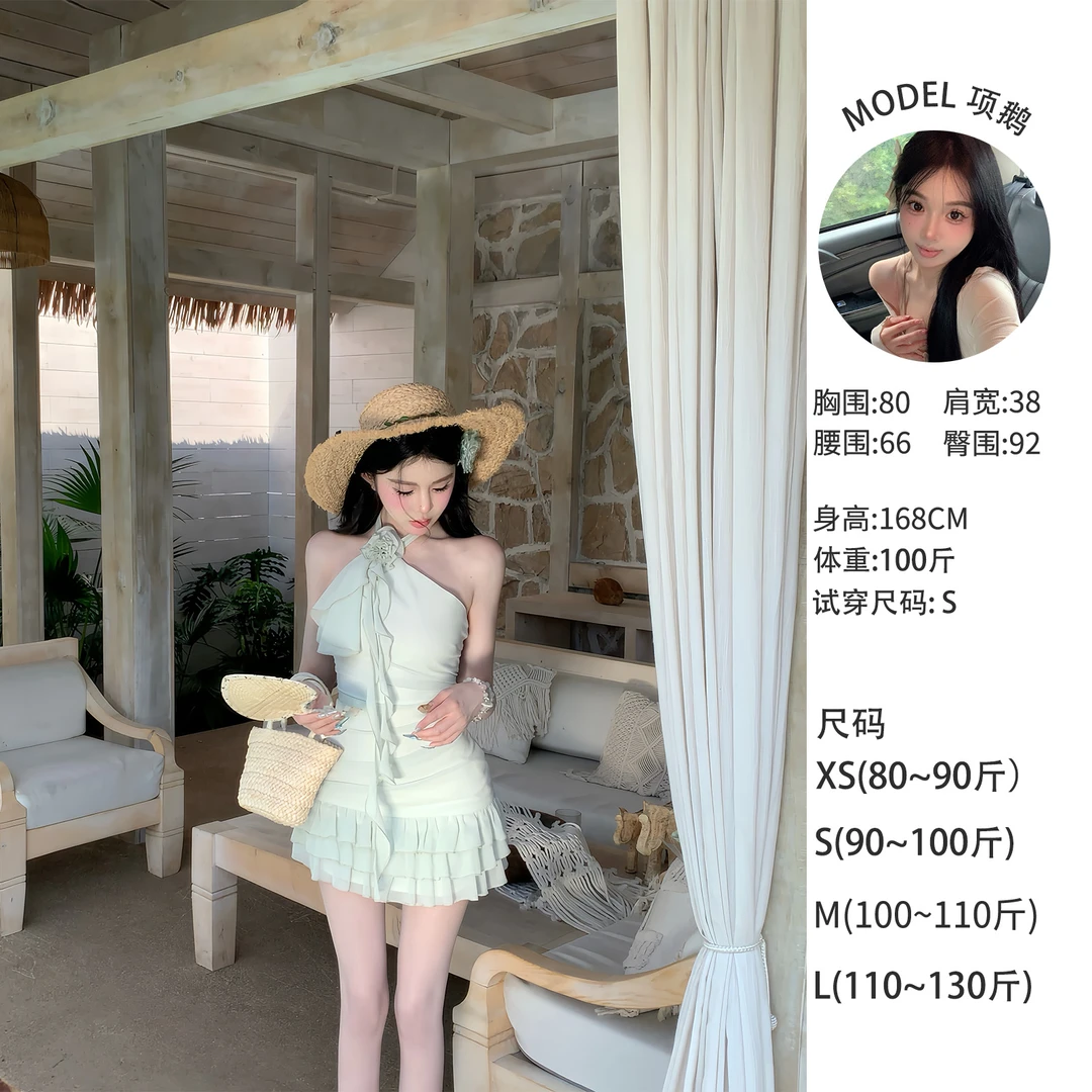 天鹅er 【茉莉青提】夏季高腰甜美甜美性感连衣裙E25Q0724