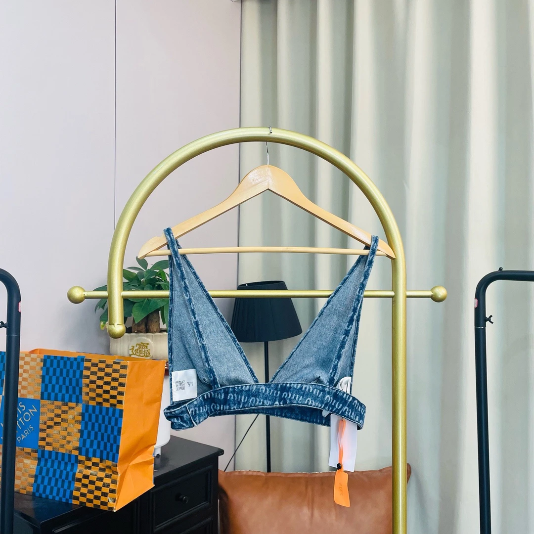 99新 MIU MIU/缪缪 蓝色弹幕满印吊带 40码