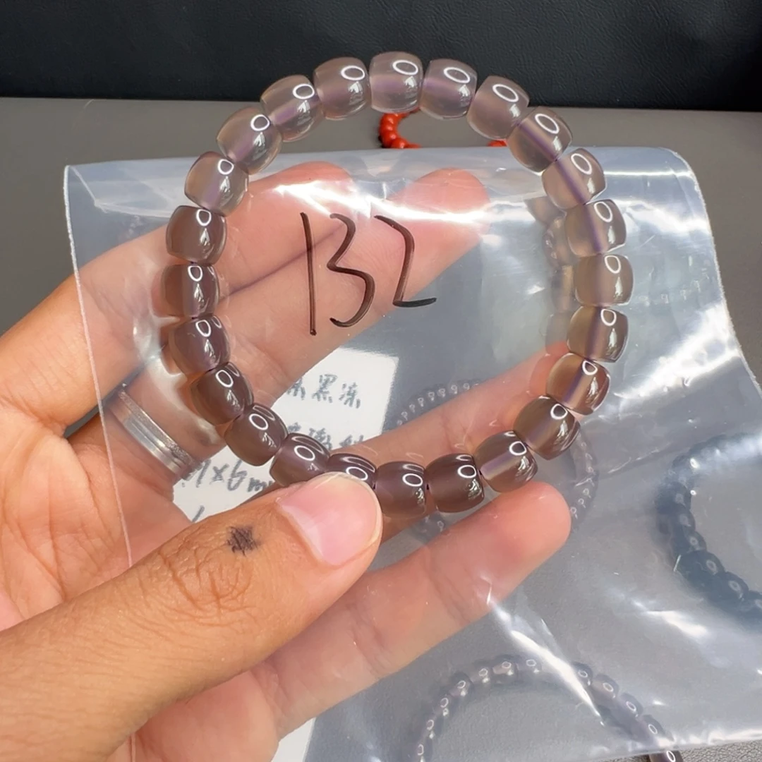 半***乐玛瑙/玉髓发饰未镶嵌132号荔枝冻黑冰直切9×8多样性发一