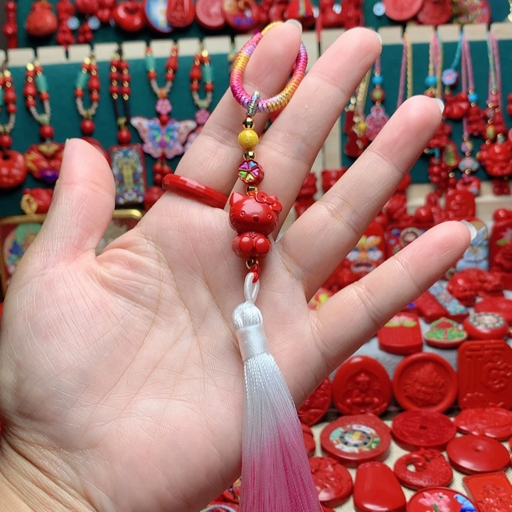 天然辰砂工艺品朱砂钥匙扣包包挂