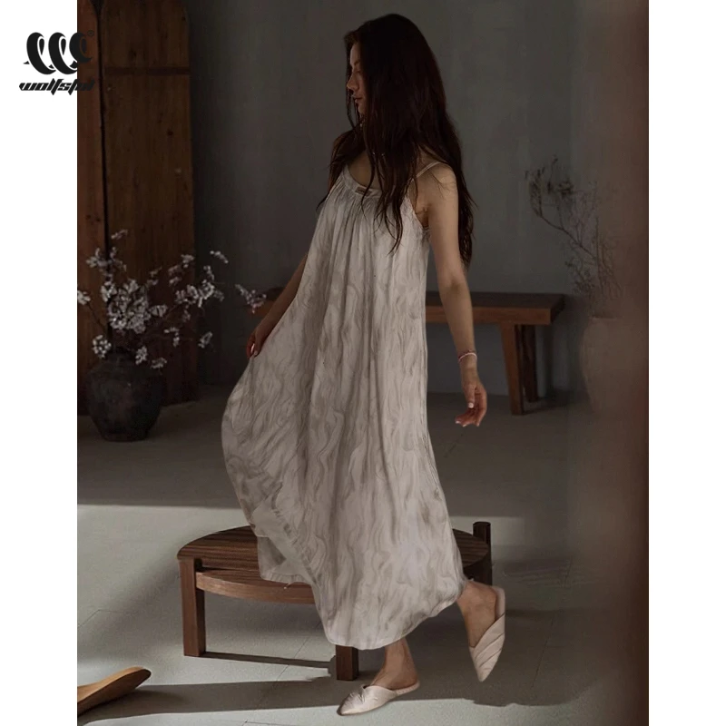 2025新款睡裙女夏季冰丝带胸垫凉感家居服可外穿吊带睡衣夏天女士