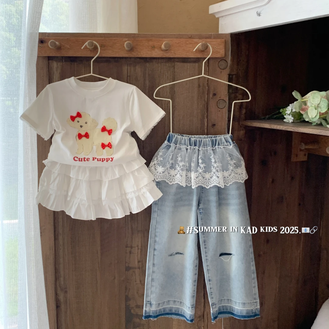 【断码清仓】25夏季新款 亲子 手工订蝴蝶结 花边袖口T恤 K5075