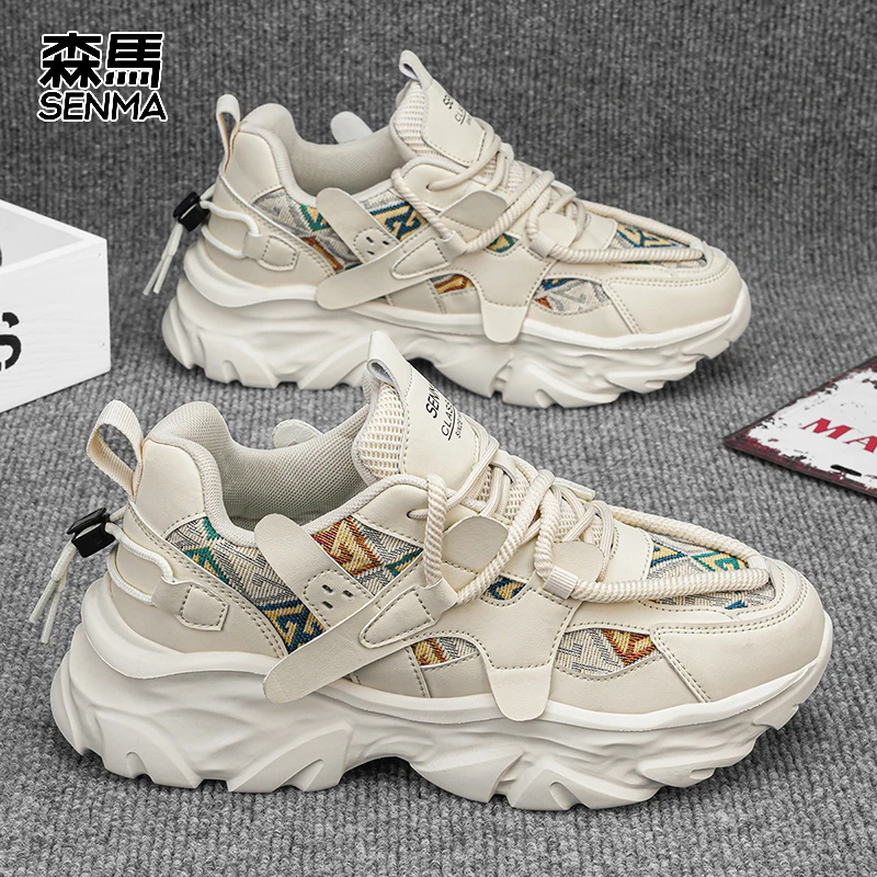 SENMA/森马男鞋潮牌高级感2025新款冬季青少年厚底运动跑步老爹鞋