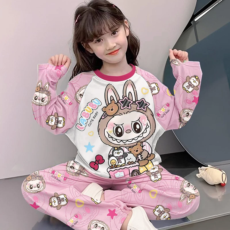 儿童睡衣女童2025新款春秋季纯棉全小女孩大童家居服拉布布LABUBU