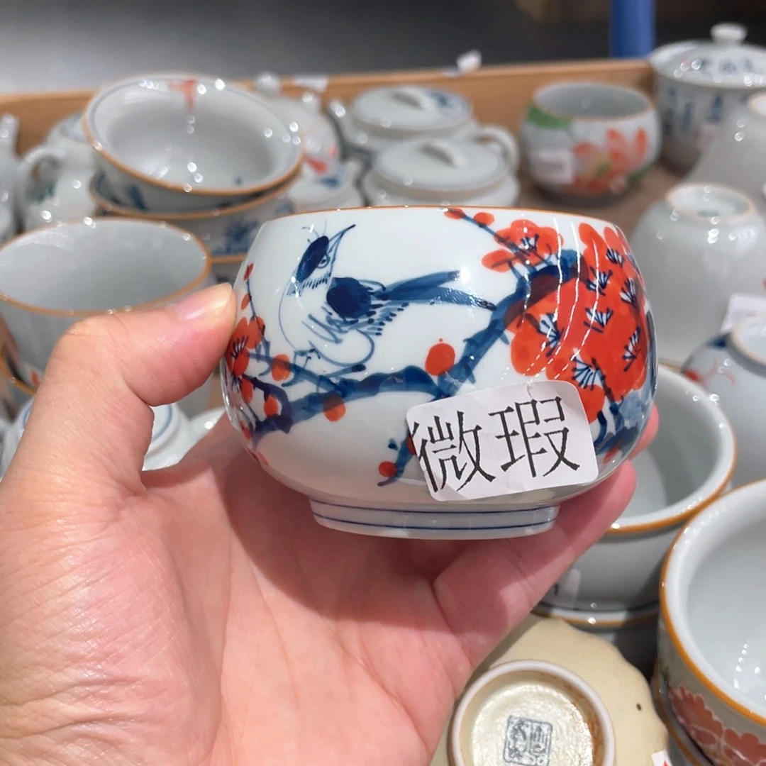 釉下手绘茶具微瑕