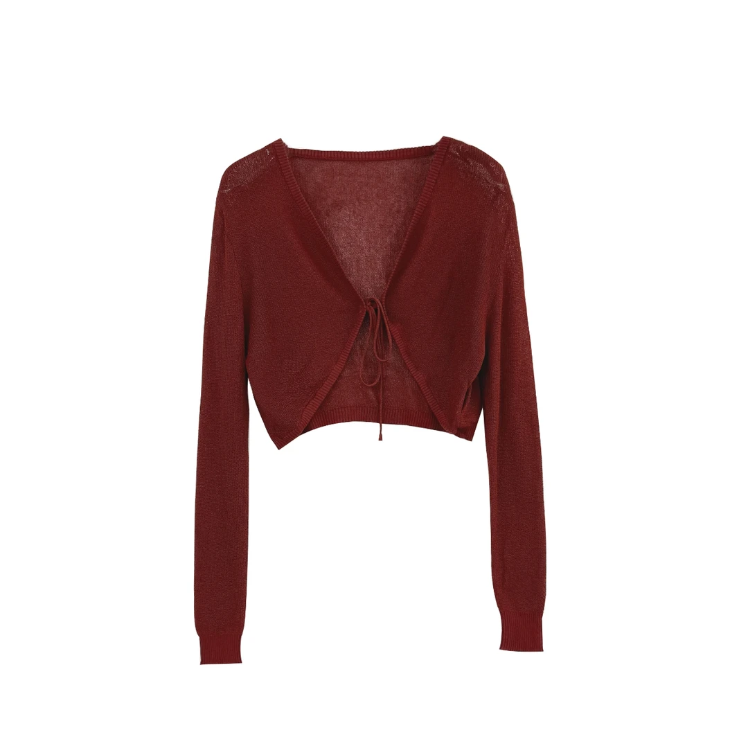 【大只定制】百搭设计师款显瘦短款薄款针织开衫4XZXJ3951