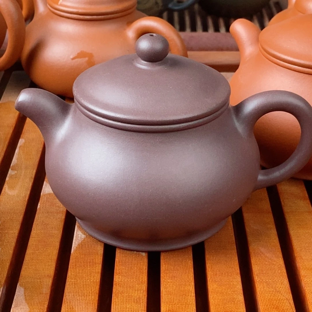 茶壶紫砂老矿紫泥半手潘壶190毫升