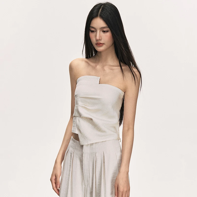 annaaneae天丝亚麻礼服套装女轻奢法式夏季不规则设计感小众衣服