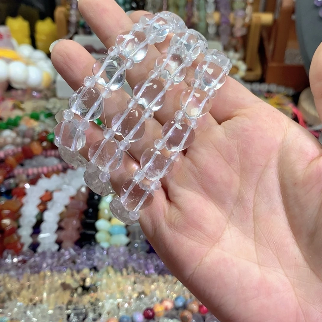 玛瑙/玉髓未镶嵌珠宝半成品白水晶爱心手牌卡13mm