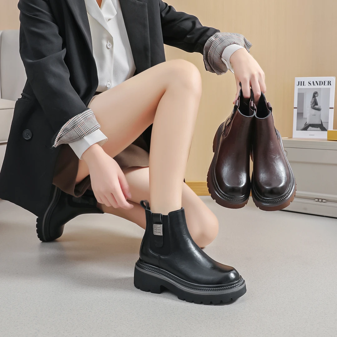 【子杉专属】韩版粗跟新款冬季方头休闲通勤时装短靴X8899