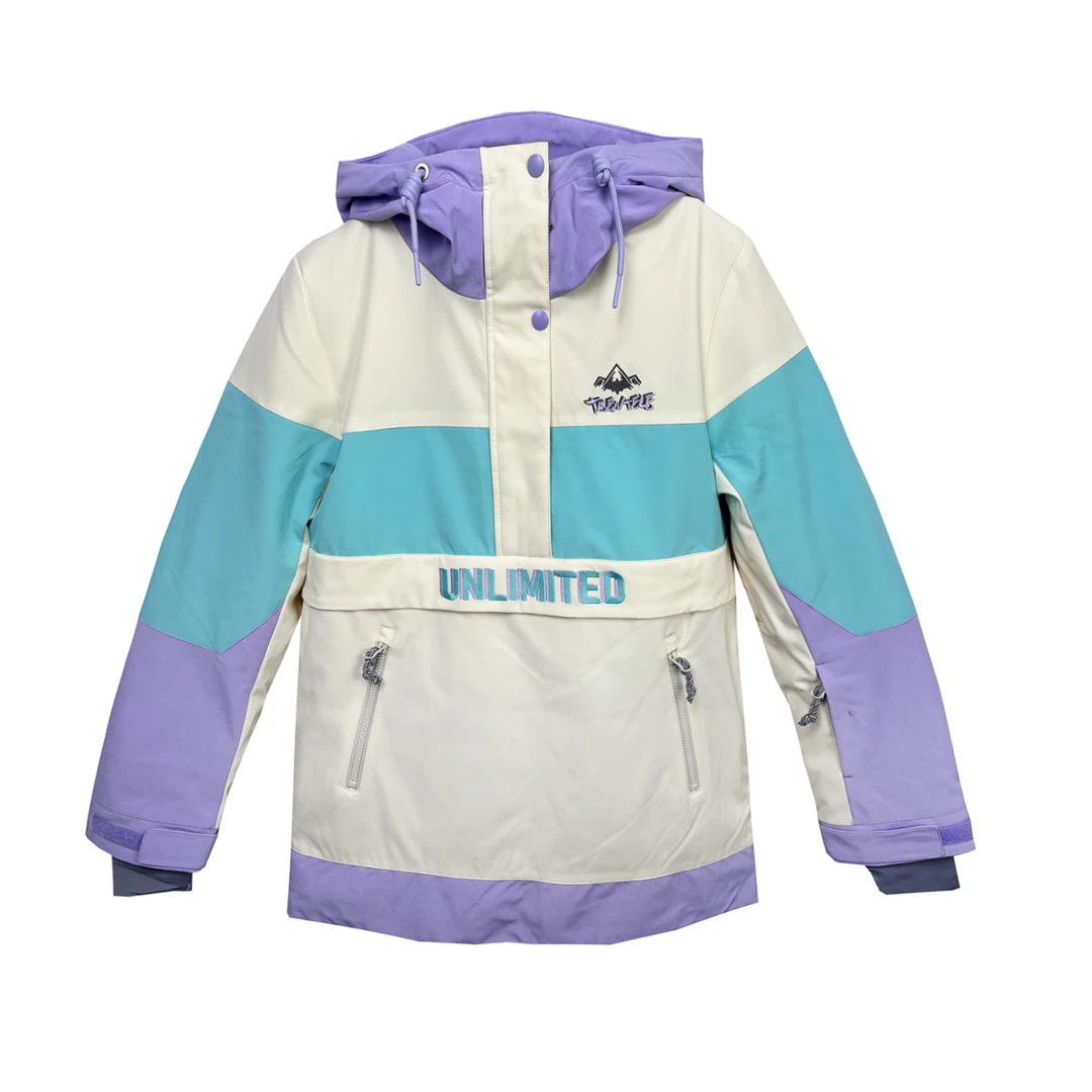 TISENTELE女套头滑雪衣冬季夹棉防水双板单板冲锋棉衣中长553050