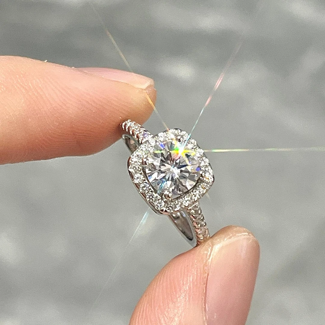925银银制品 【小方糖】戒指莫桑钻女戒商场品牌同款轻奢开口戒指