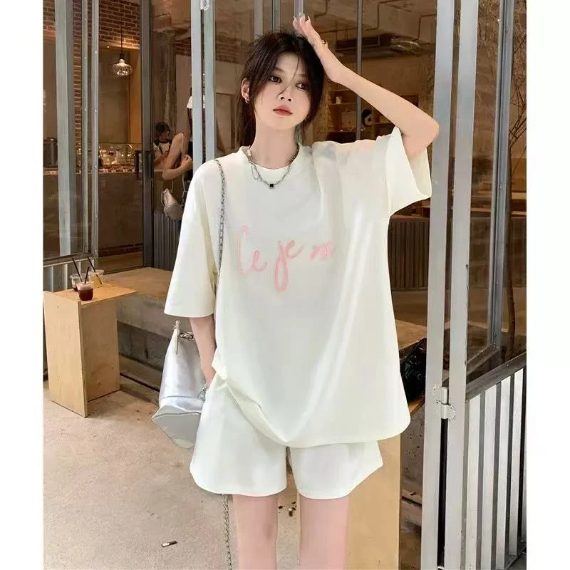小个子定制休闲套装甜美休闲百搭上衣舒适短裤两件套家居服