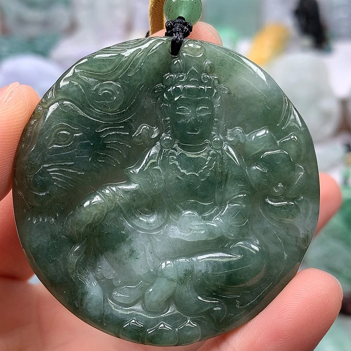 翡翠未镶嵌颈饰文殊菩萨福利