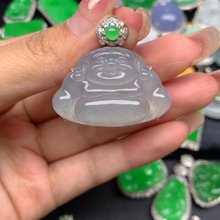 翡翠18K金镶嵌吊坠(不含链)
