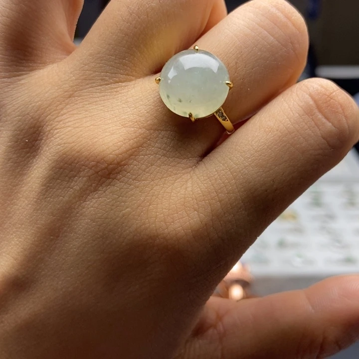 翡翠戒指银S925镶嵌戒指