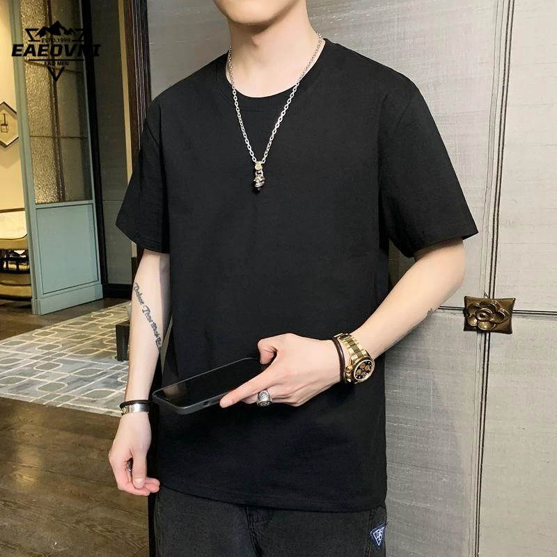 EAEOVNI冰感纯色短袖t恤男士打底衫夏季薄款冰丝凉感半袖男款衣服
