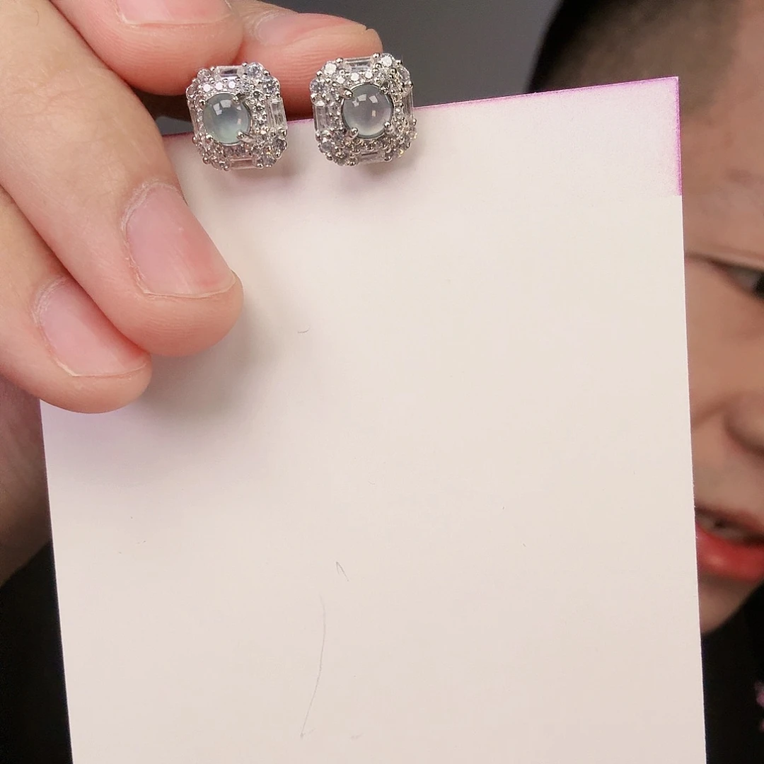 翡翠颈饰银S925镶嵌一对