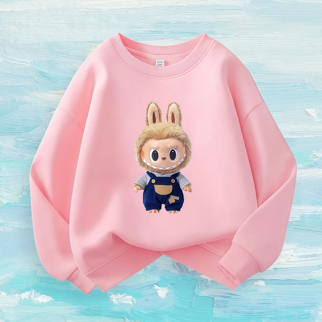 拉布布卡通圆领长袖卫衣女童男童春秋冬新款中小儿童可爱休闲百搭