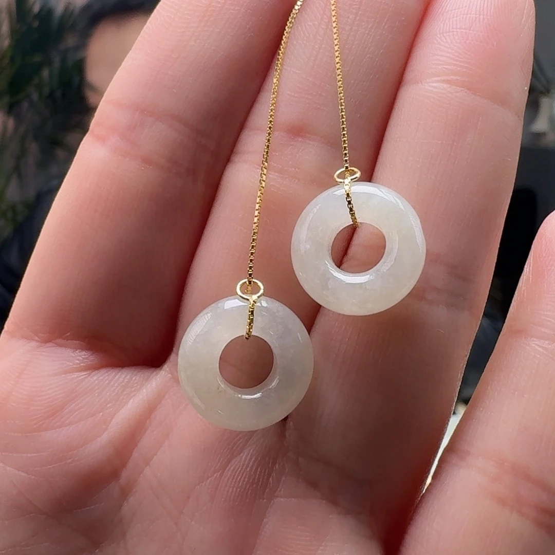 翡翠耳饰银S925镶嵌天然