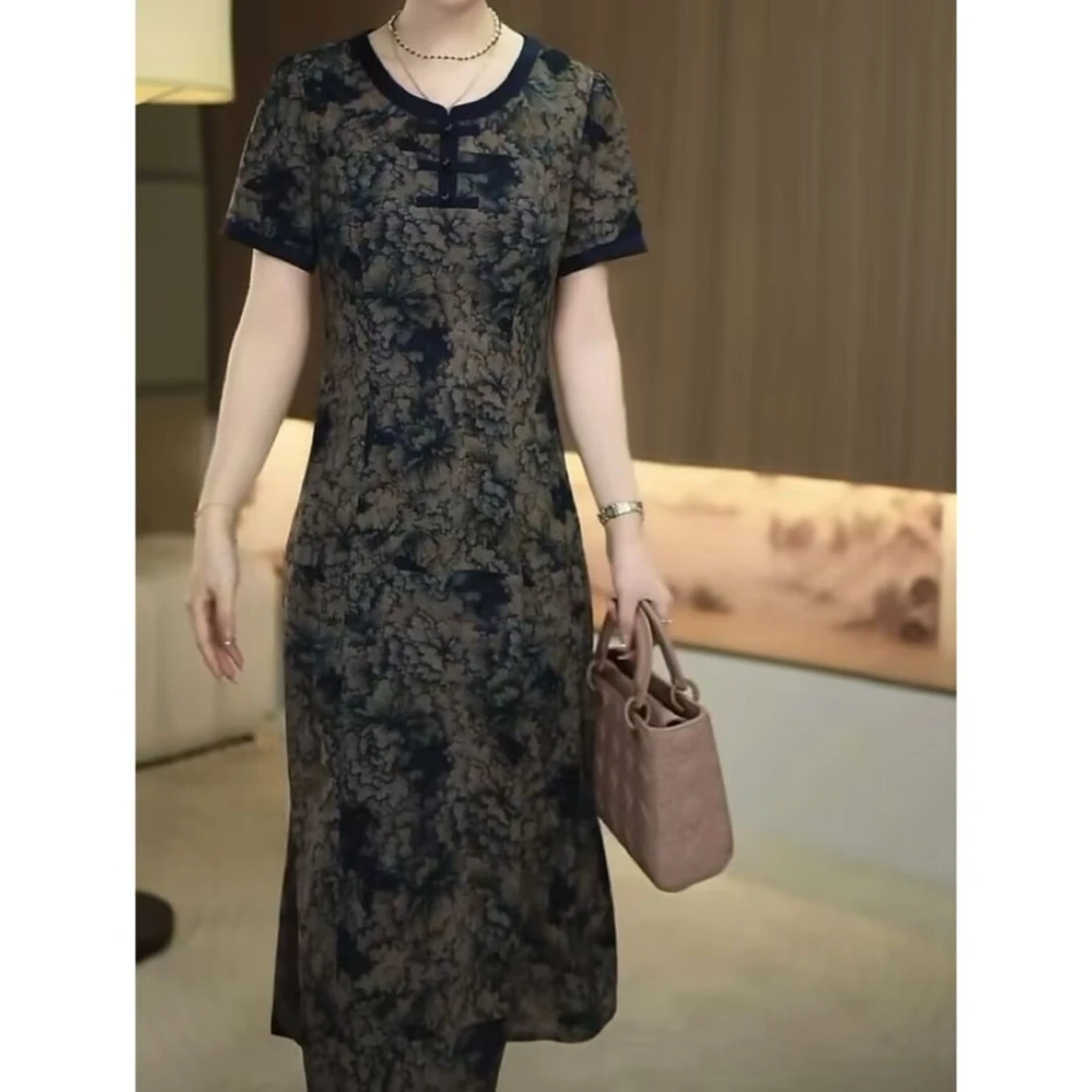 [暖晴川]春夏季新款气质修身显瘦新中式减龄改良旗袍中长款连衣裙