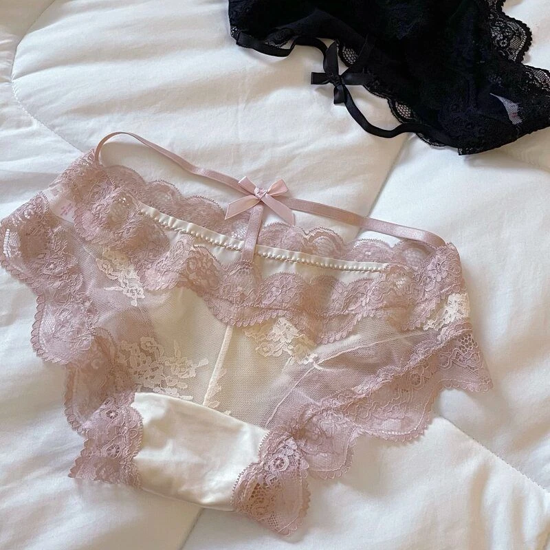 心动约会·蕾丝性感内裤女士法式缎面纯欲中低腰透气少女内裤