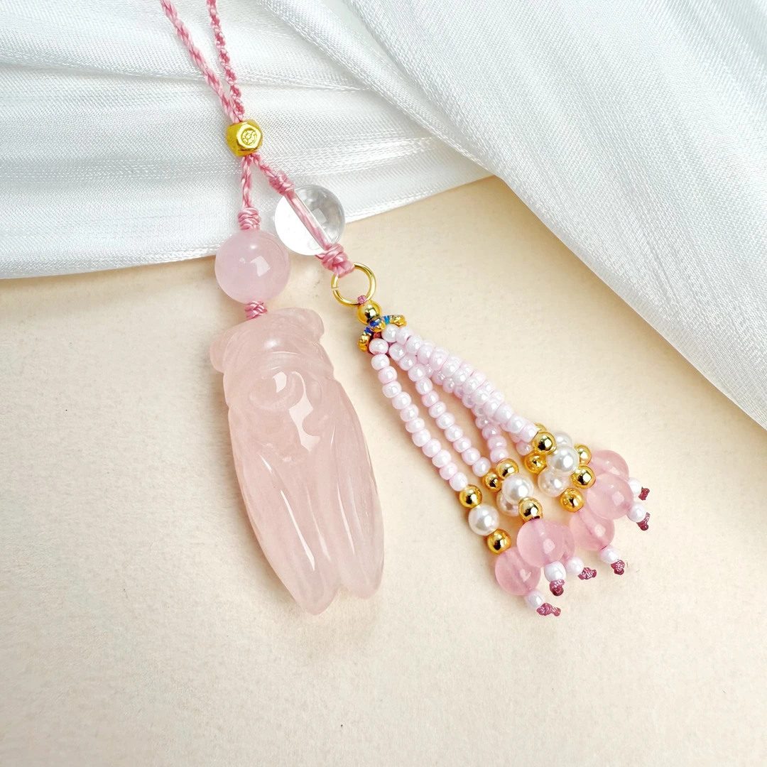 8001粉色水晶（一鸣惊人蝉粉色手机链）车挂