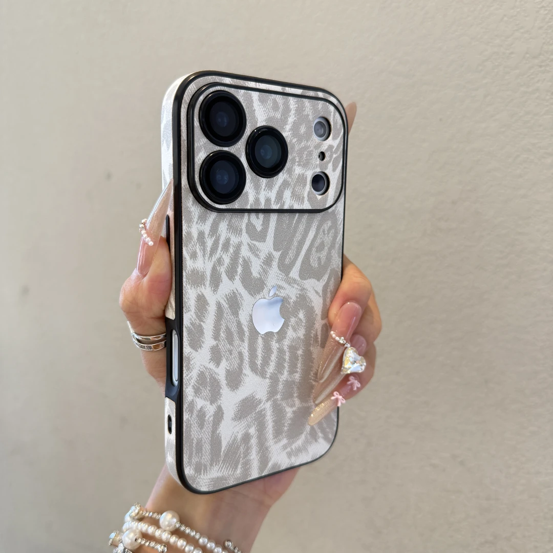 新款全包边豹纹适用苹果17promax手机壳iPhone16防摔15简约14个性
