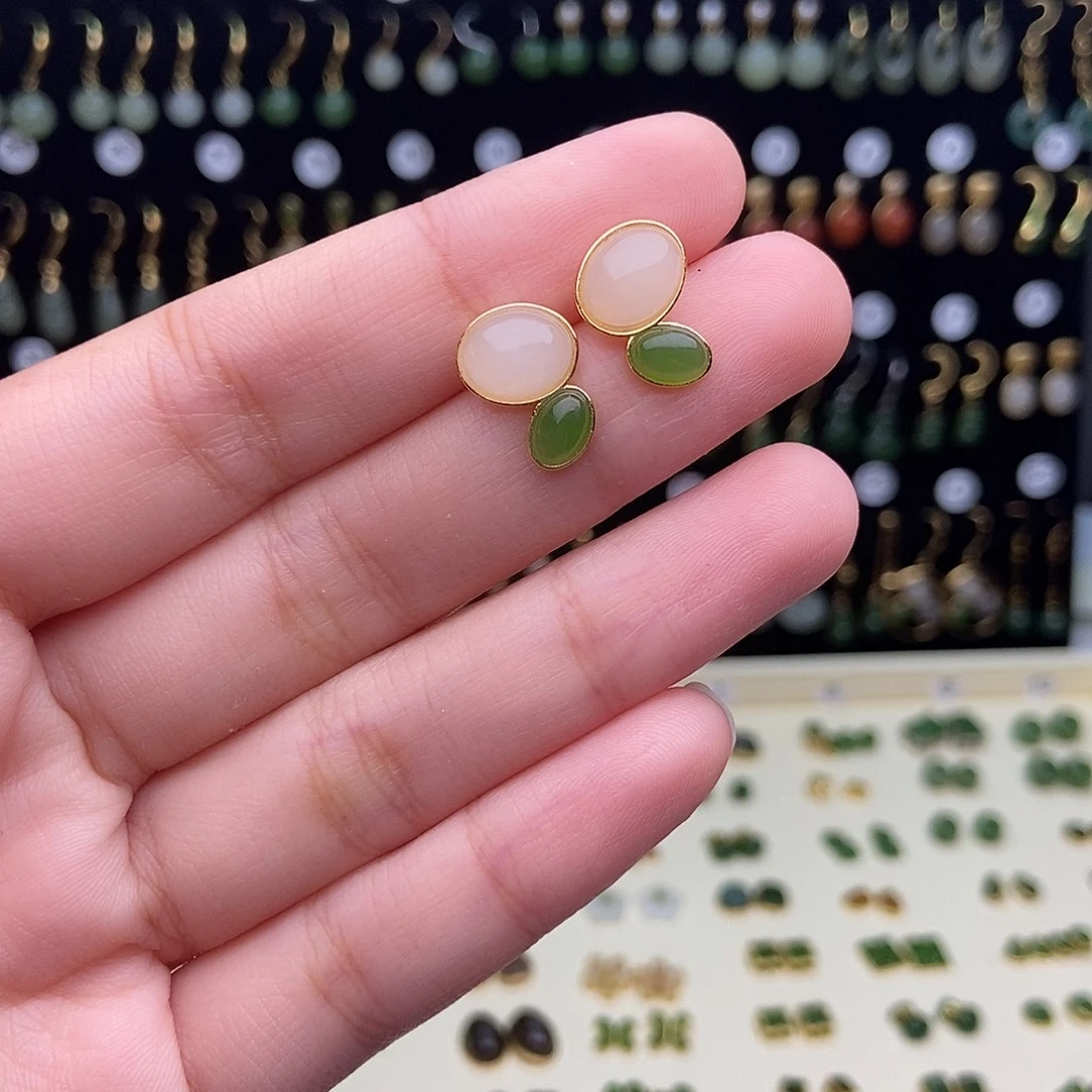 银S925镀金镶嵌手链和田玉