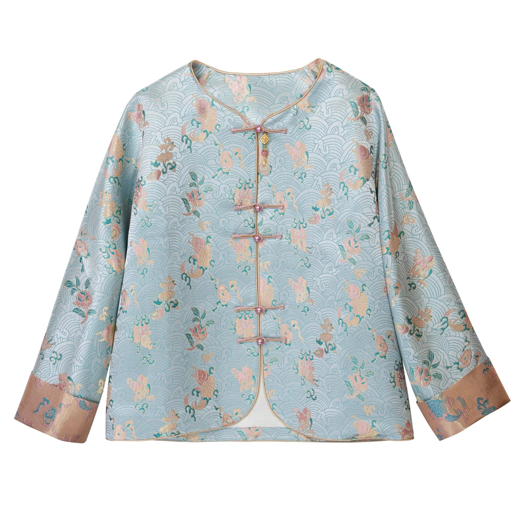 【君尚安】【锦鲤跃】100桑蚕丝宋锦上衣 新中式国风汉服·24W0147