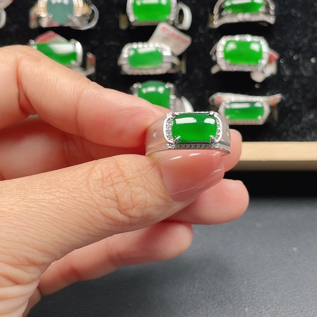 翡翠银S925镶嵌戒指编号3144没运费险