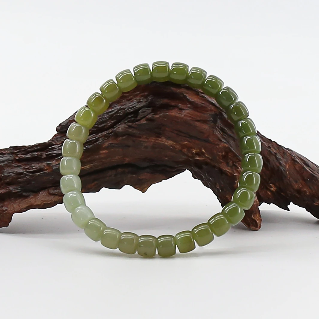 AD368和田玉青海青渐变色-精品手串（礼盒+证书）